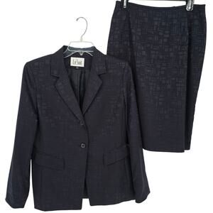 Vintage Le Suit Black Geometric 2 Pc Skirt Blazer Formal Business Career  Set 8